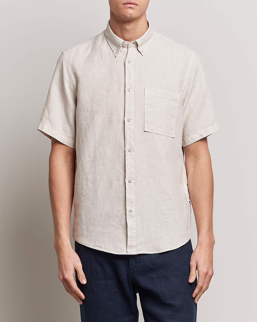 Herr | Skjortor | NN07 | Arne Linen Short Sleeve Shirt Oat