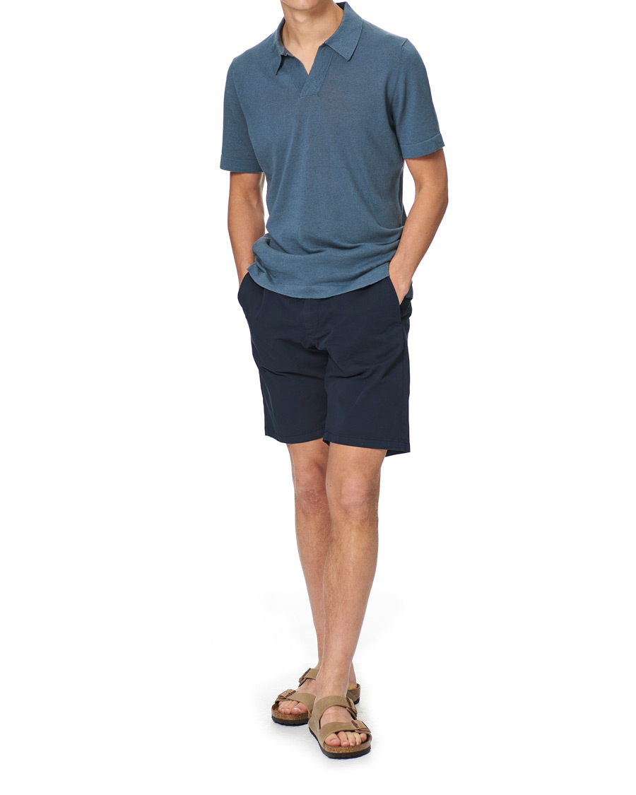Herr | Pikéer | NN07 | Ryan Cotton/Linen Polo Dust Blue
