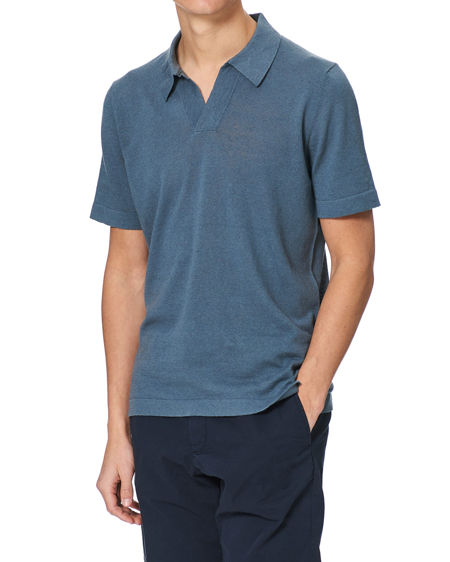 Herr | Pikéer | NN07 | Ryan Cotton/Linen Polo Dust Blue