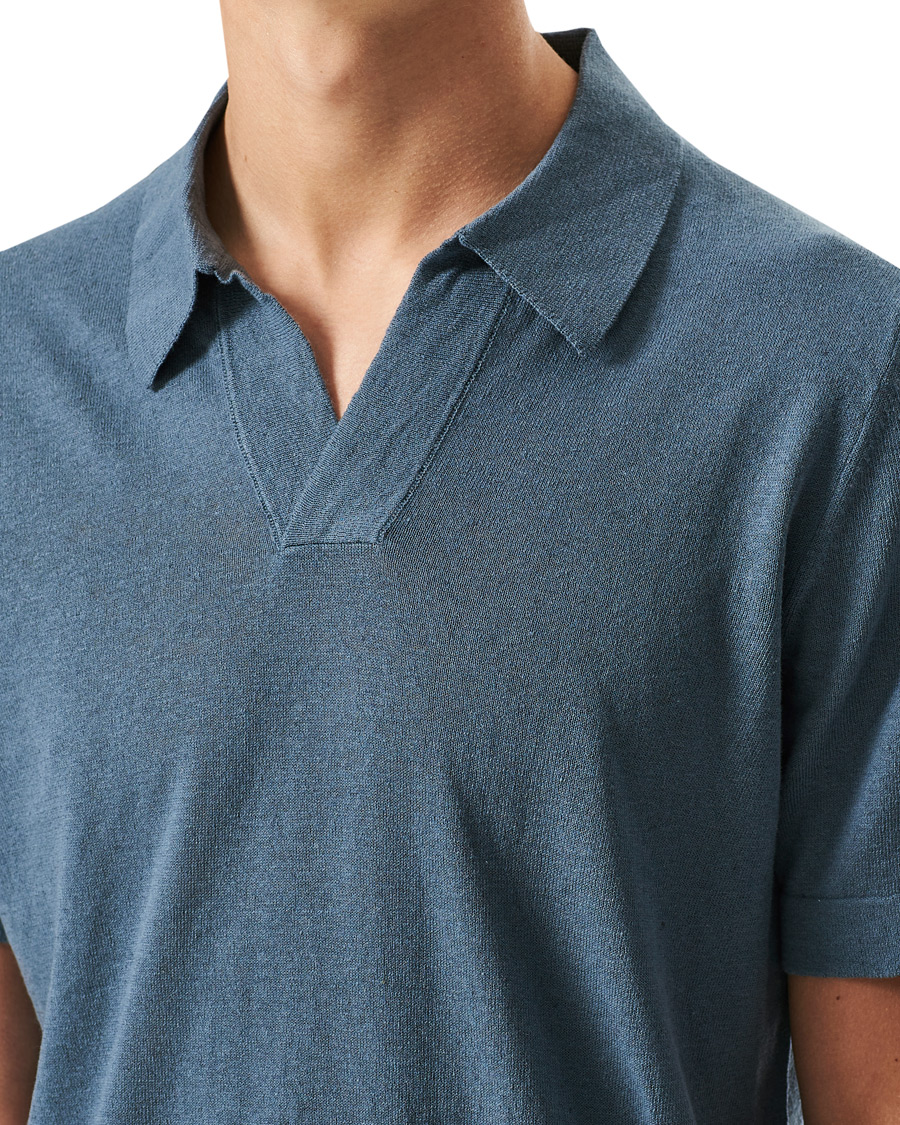 Herr | Pikéer | NN07 | Ryan Cotton/Linen Polo Dust Blue