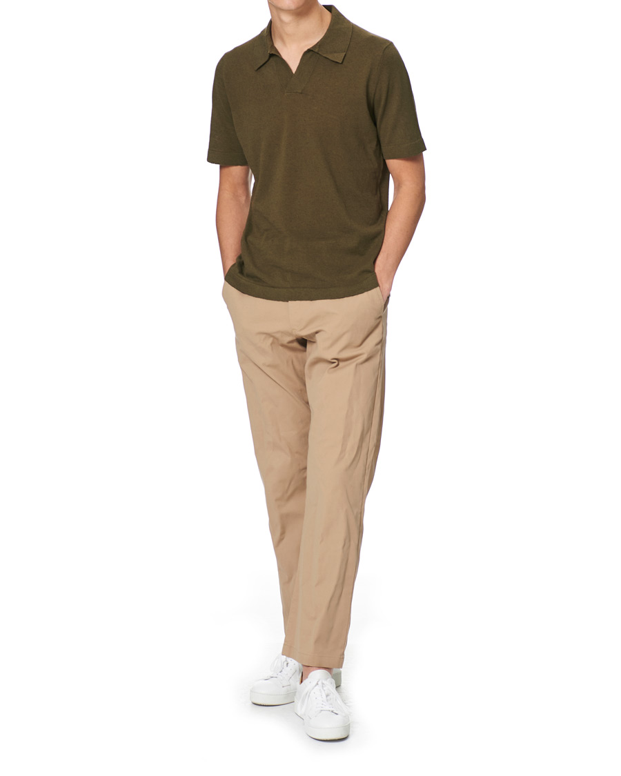 Herr | Pikéer | NN07 | Ryan Cotton/Linen Polo Dark Olive