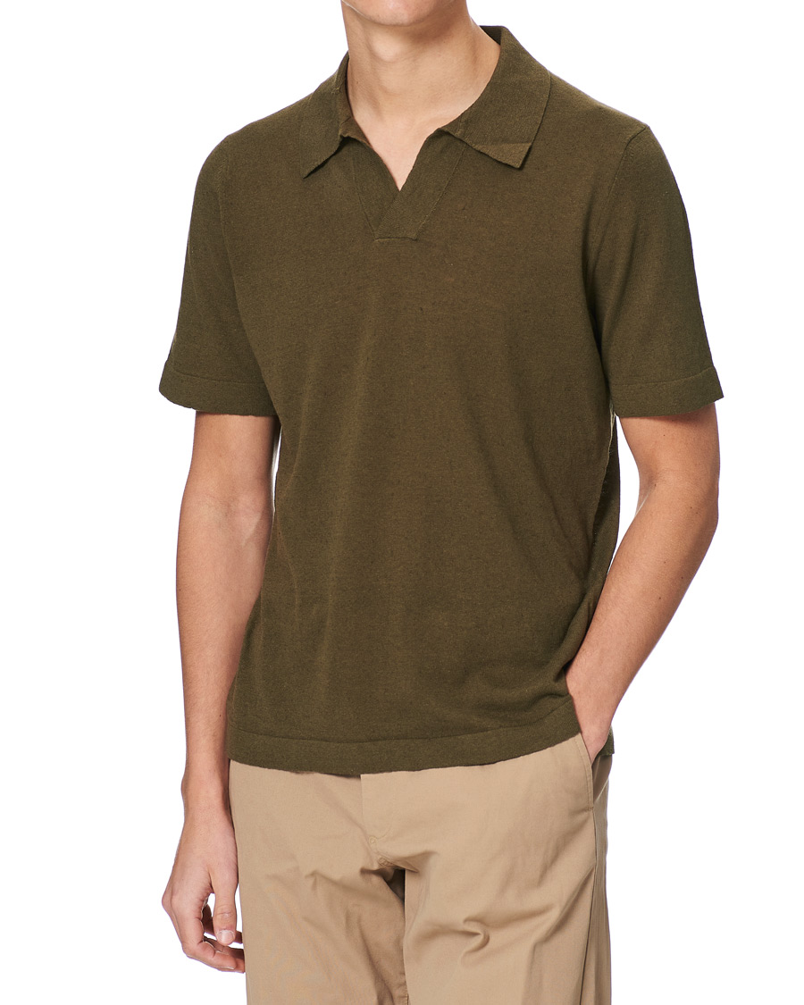Herr | Pikéer | NN07 | Ryan Cotton/Linen Polo Dark Olive
