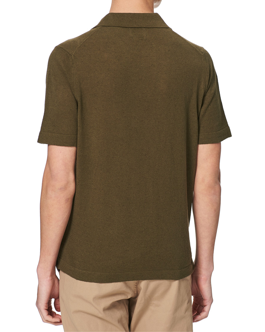 Herr | Pikéer | NN07 | Ryan Cotton/Linen Polo Dark Olive