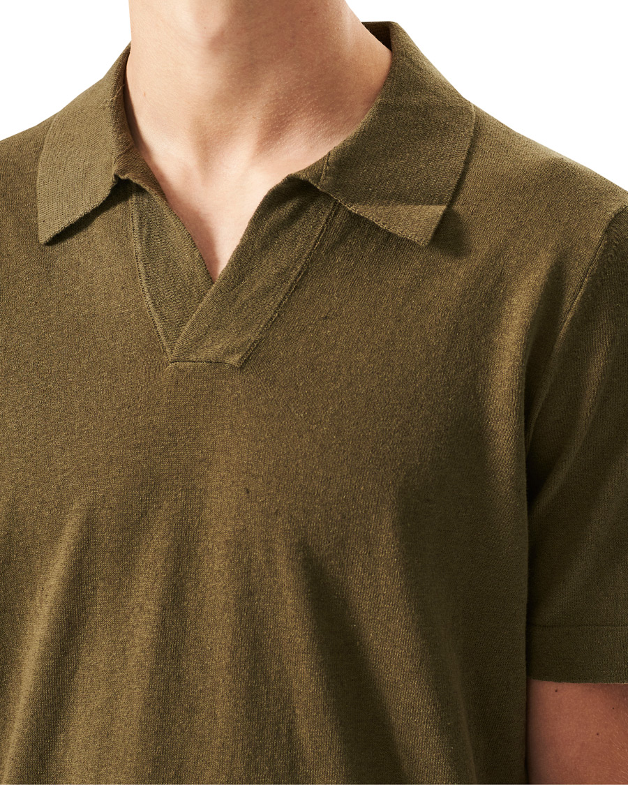 Herr | Pikéer | NN07 | Ryan Cotton/Linen Polo Dark Olive