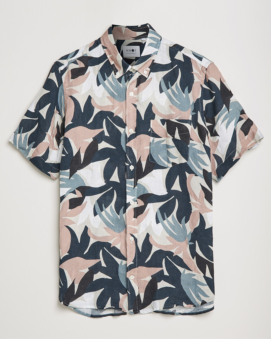 Herr | Skjortor | NN07 | Tyrion Printed Short Sleeve Shirt Nougat Print