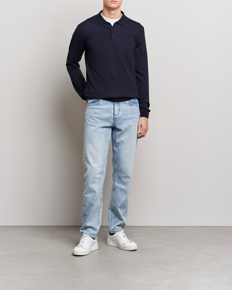 Herr | Tröjor | J.Lindeberg | Noel Light Merino Polo Shirt Navy