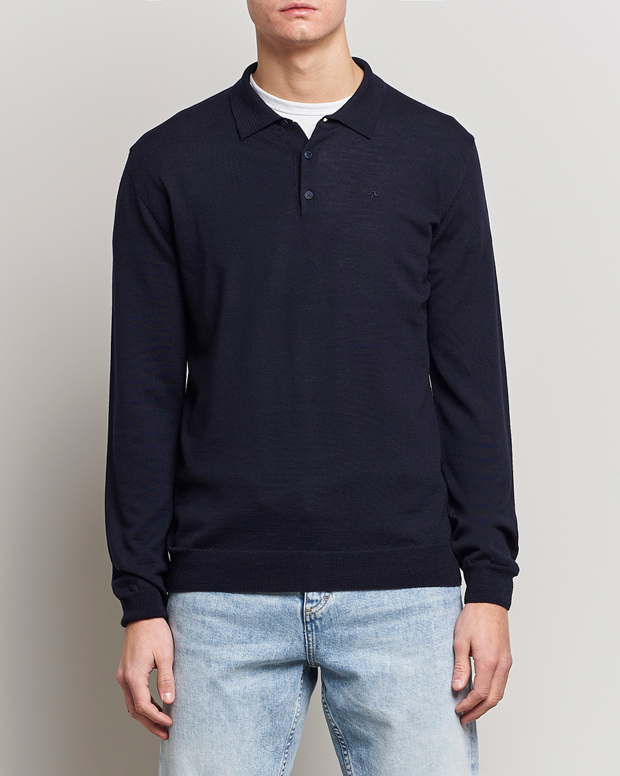 Herre | Strikkede polotrøjer | J.Lindeberg | Noel Light Merino Polo Shirt Navy