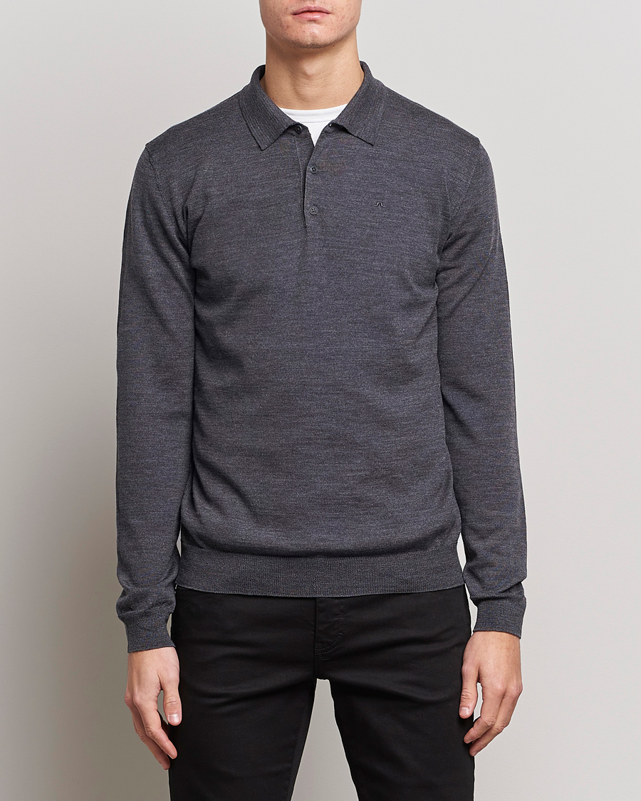 Herre |  | J.Lindeberg | Noel Light Merino Polo Shirt Dark Grey Melange