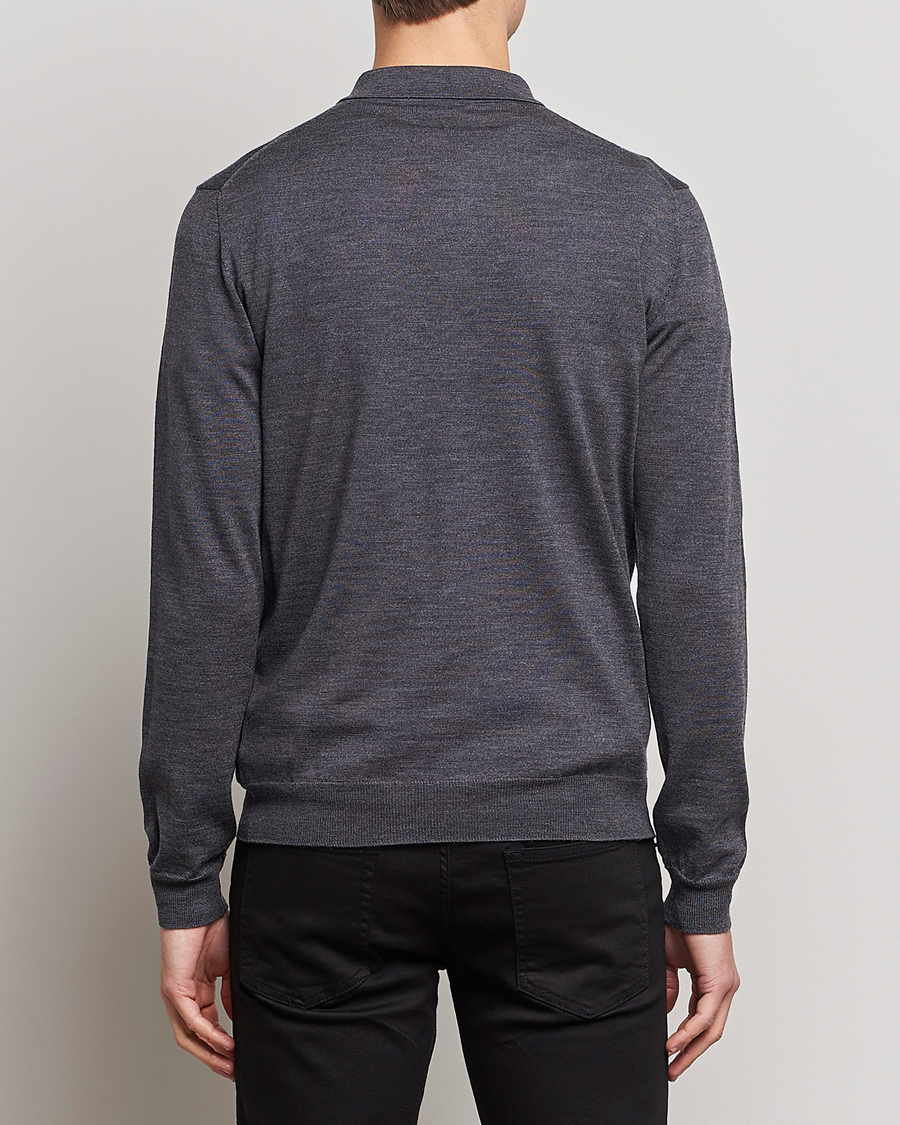 Herr | Tröjor | J.Lindeberg | Noel Light Merino Polo Shirt Dark Grey Melange