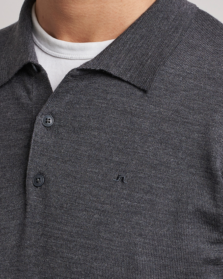 Herr | Tröjor | J.Lindeberg | Noel Light Merino Polo Shirt Dark Grey Melange