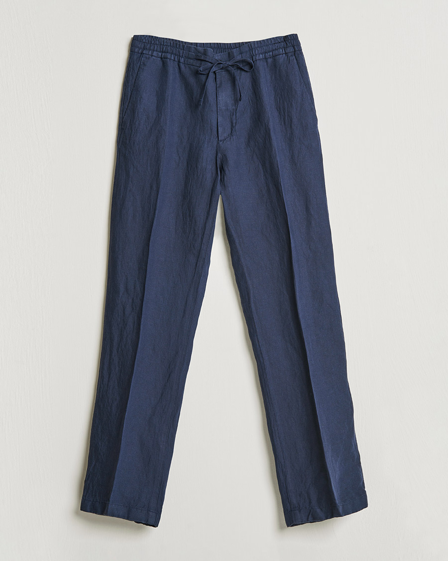 Herr | Byxor | J.Lindeberg | Sasha Drape Linen Drawstring Trousers Navy