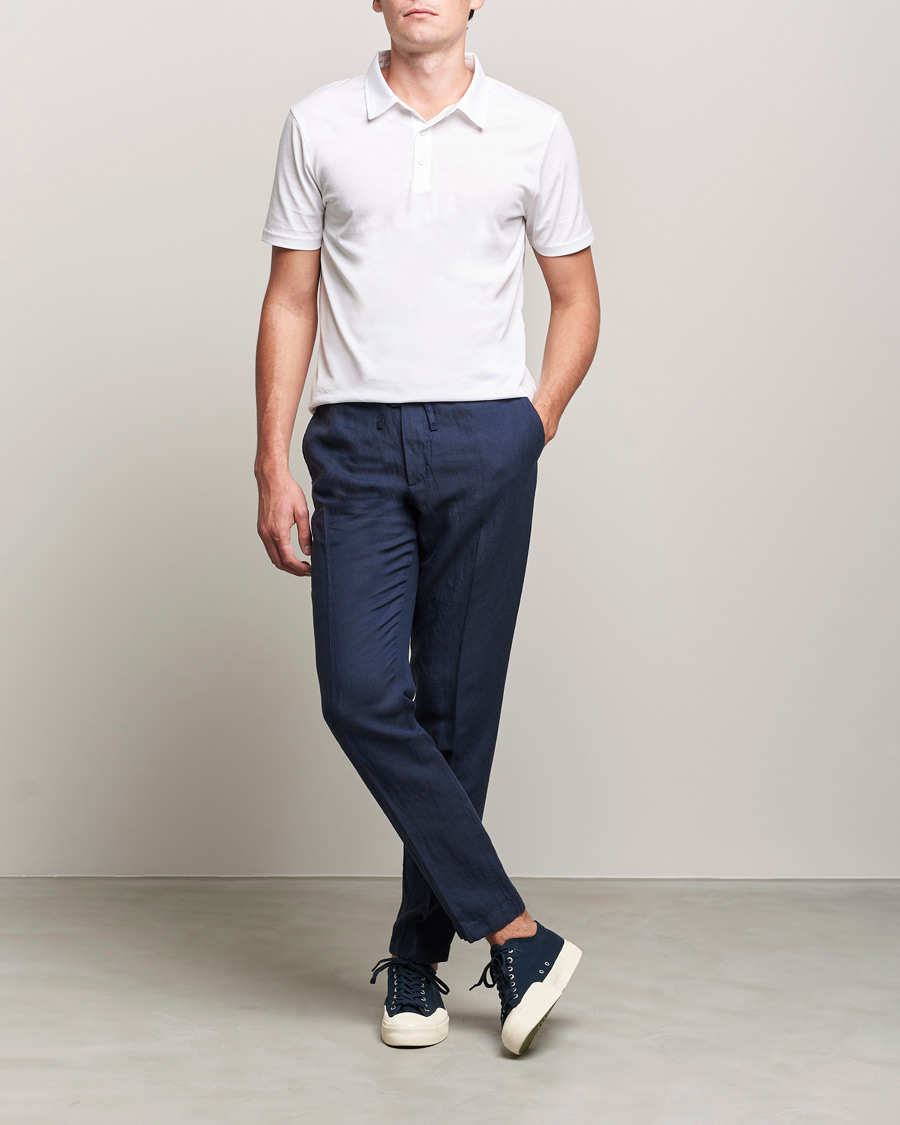 Herr | Byxor | J.Lindeberg | Sasha Drape Linen Drawstring Trousers Navy