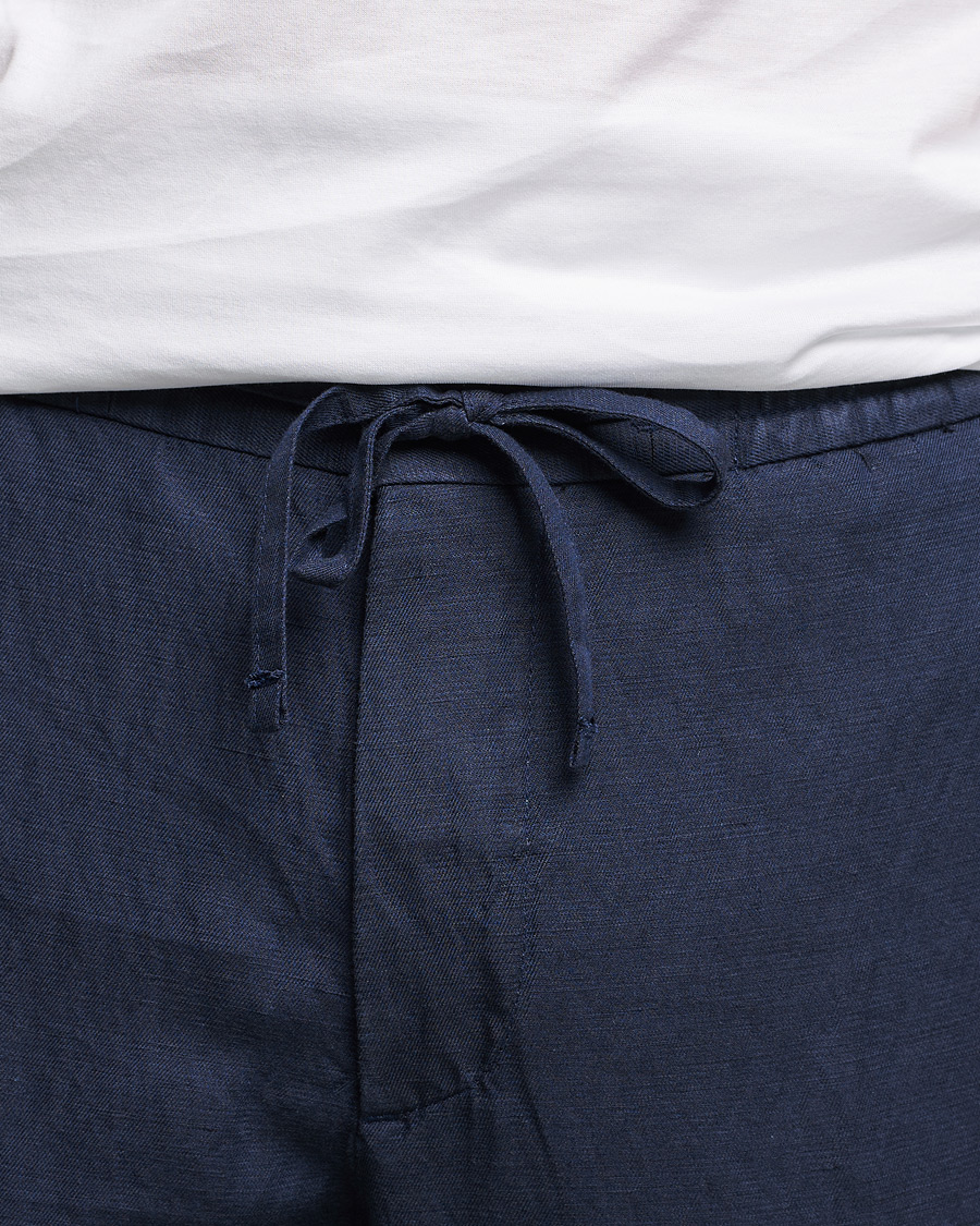 Herr | Byxor | J.Lindeberg | Sasha Drape Linen Drawstring Trousers Navy