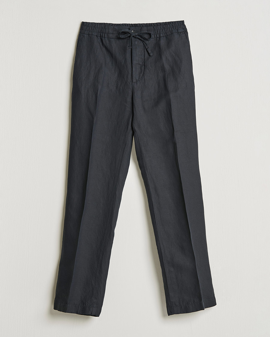 Herr | Byxor | J.Lindeberg | Sasha Drape Linen Drawstring Trousers Black