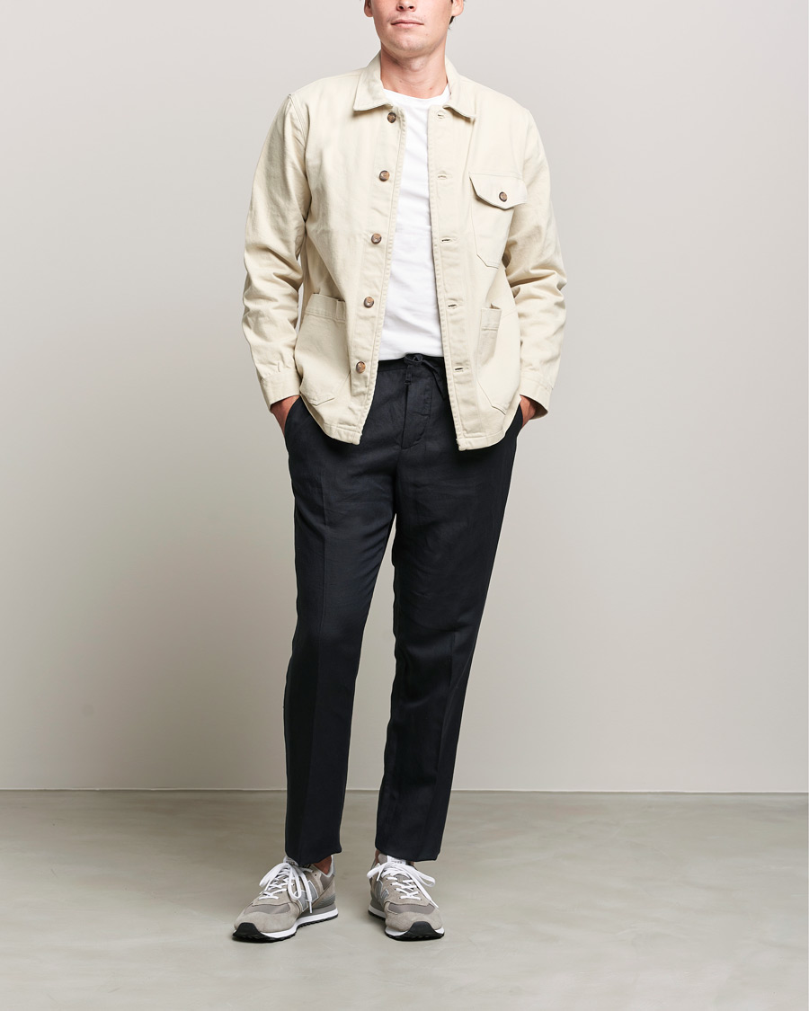 Herr | Byxor | J.Lindeberg | Sasha Drape Linen Drawstring Trousers Black