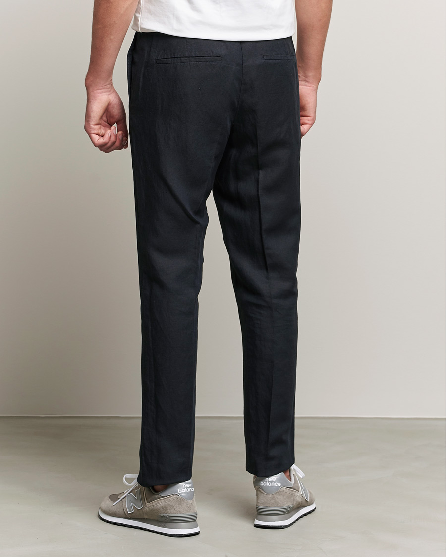 Herr | Byxor | J.Lindeberg | Sasha Drape Linen Drawstring Trousers Black