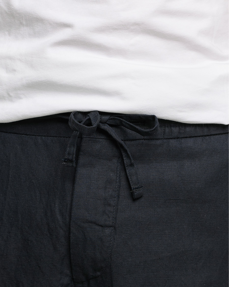 Herr | Byxor | J.Lindeberg | Sasha Drape Linen Drawstring Trousers Black