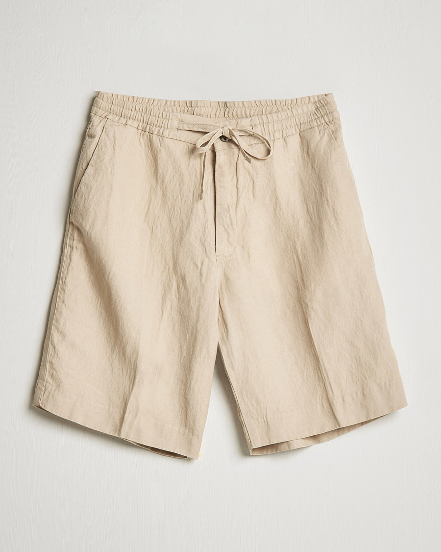 Herr | Shorts | J.Lindeberg | Sasha Drape Linen Drawstring Shorts Safari Beige