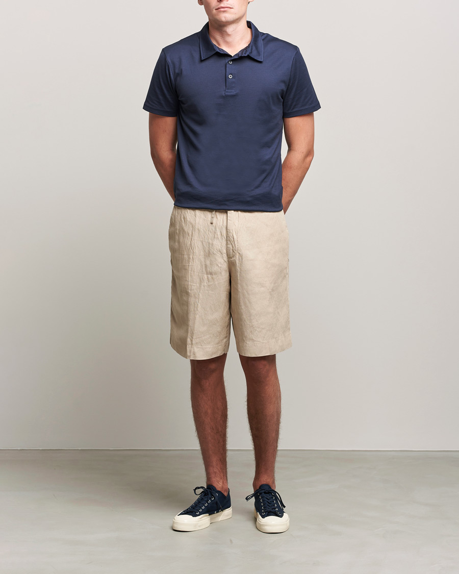 Herr | Shorts | J.Lindeberg | Sasha Drape Linen Drawstring Shorts Safari Beige