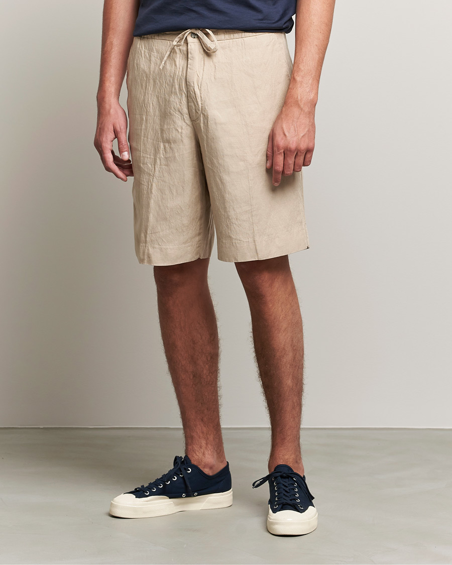 Herr | Shorts | J.Lindeberg | Sasha Drape Linen Drawstring Shorts Safari Beige