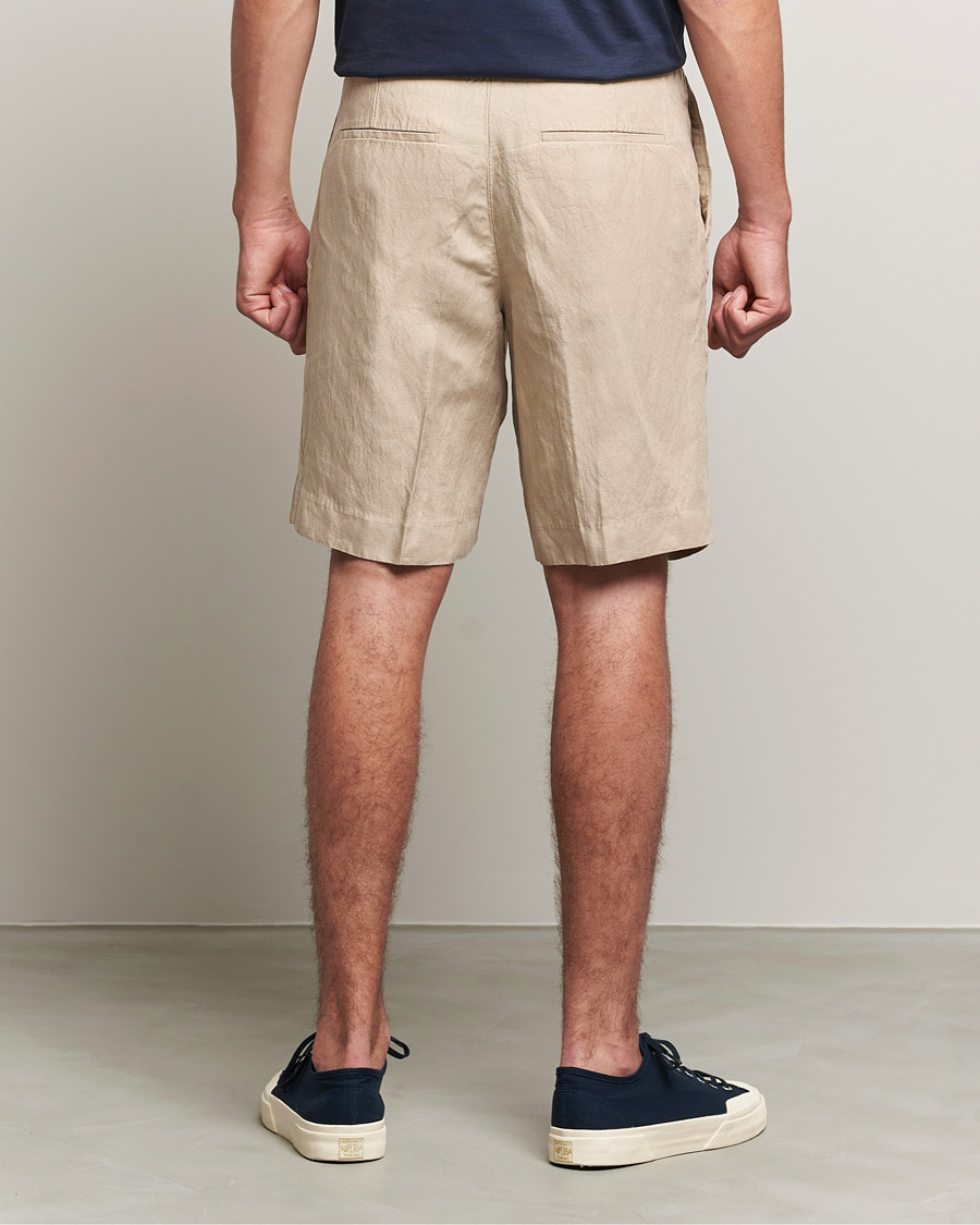 Herr | Shorts | J.Lindeberg | Sasha Drape Linen Drawstring Shorts Safari Beige