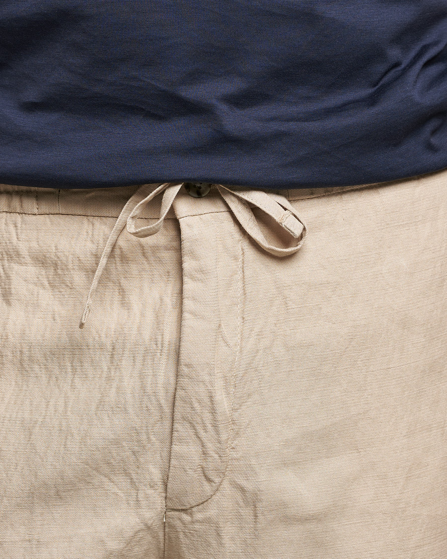 Herr | Shorts | J.Lindeberg | Sasha Drape Linen Drawstring Shorts Safari Beige