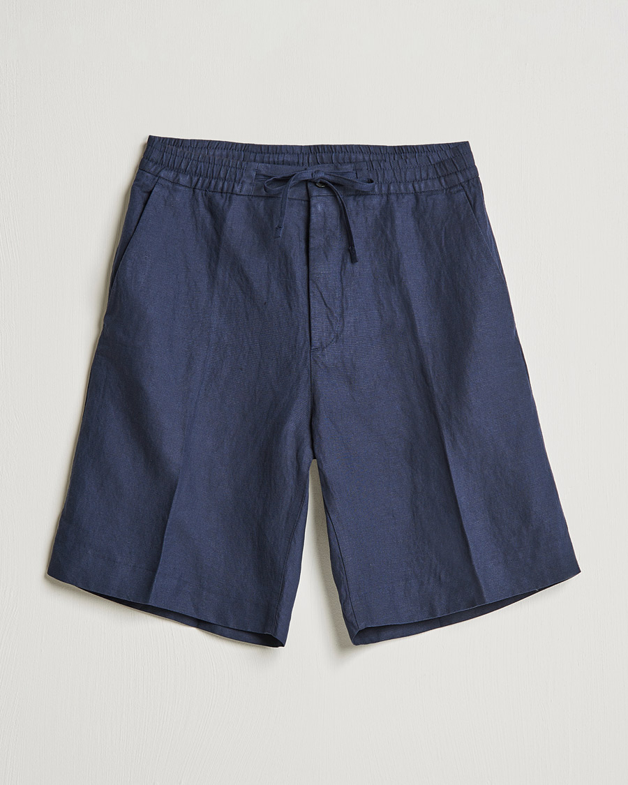 Herr | Shorts | J.Lindeberg | Sasha Drape Linen Drawstring Shorts Navy