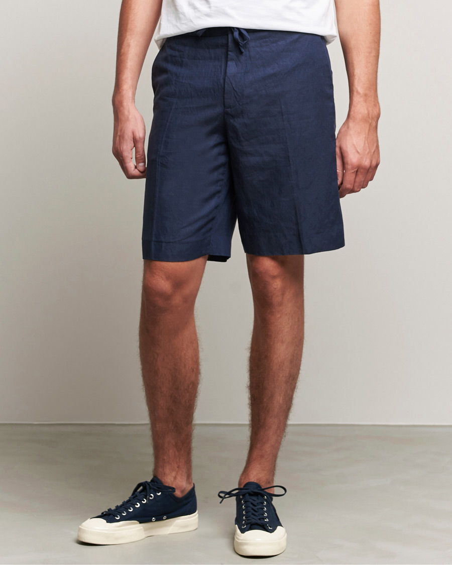 Herr | Shorts | J.Lindeberg | Sasha Drape Linen Drawstring Shorts Navy