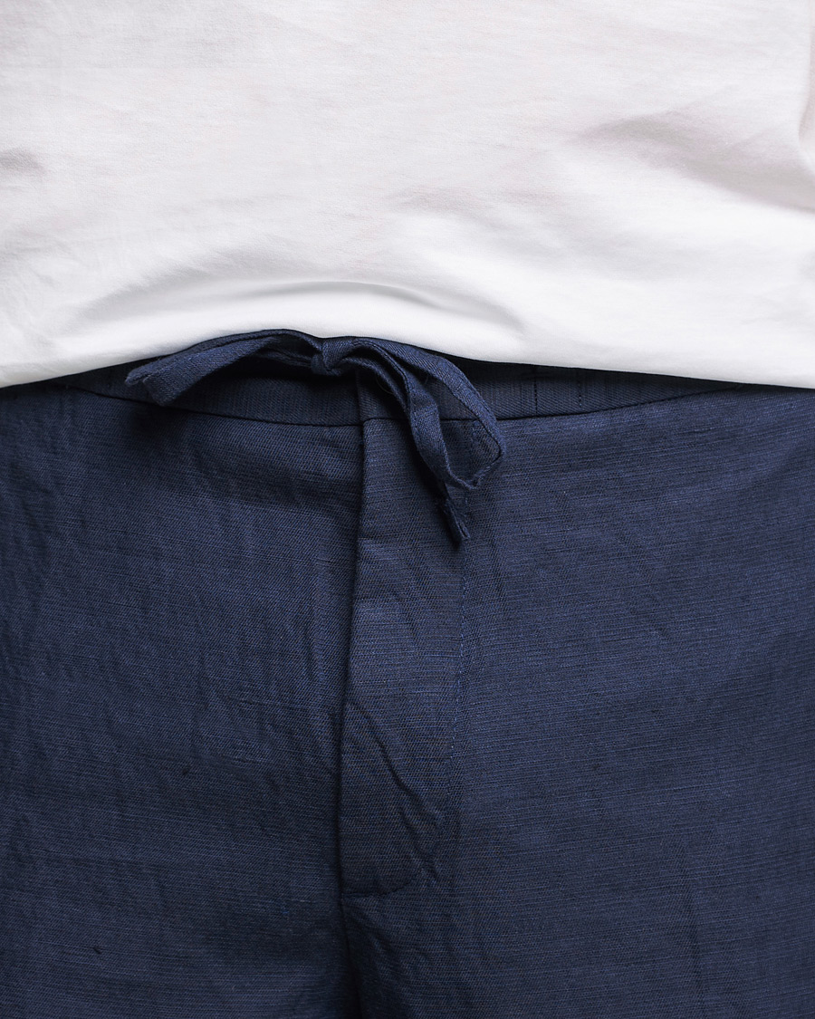 Herr | Shorts | J.Lindeberg | Sasha Drape Linen Drawstring Shorts Navy