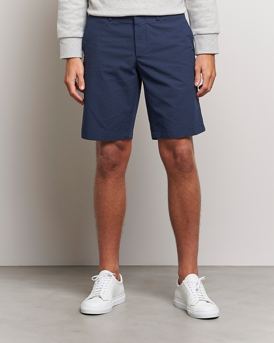 Herr | Shorts | J.Lindeberg | Nathan Seersucker Shorts Navy