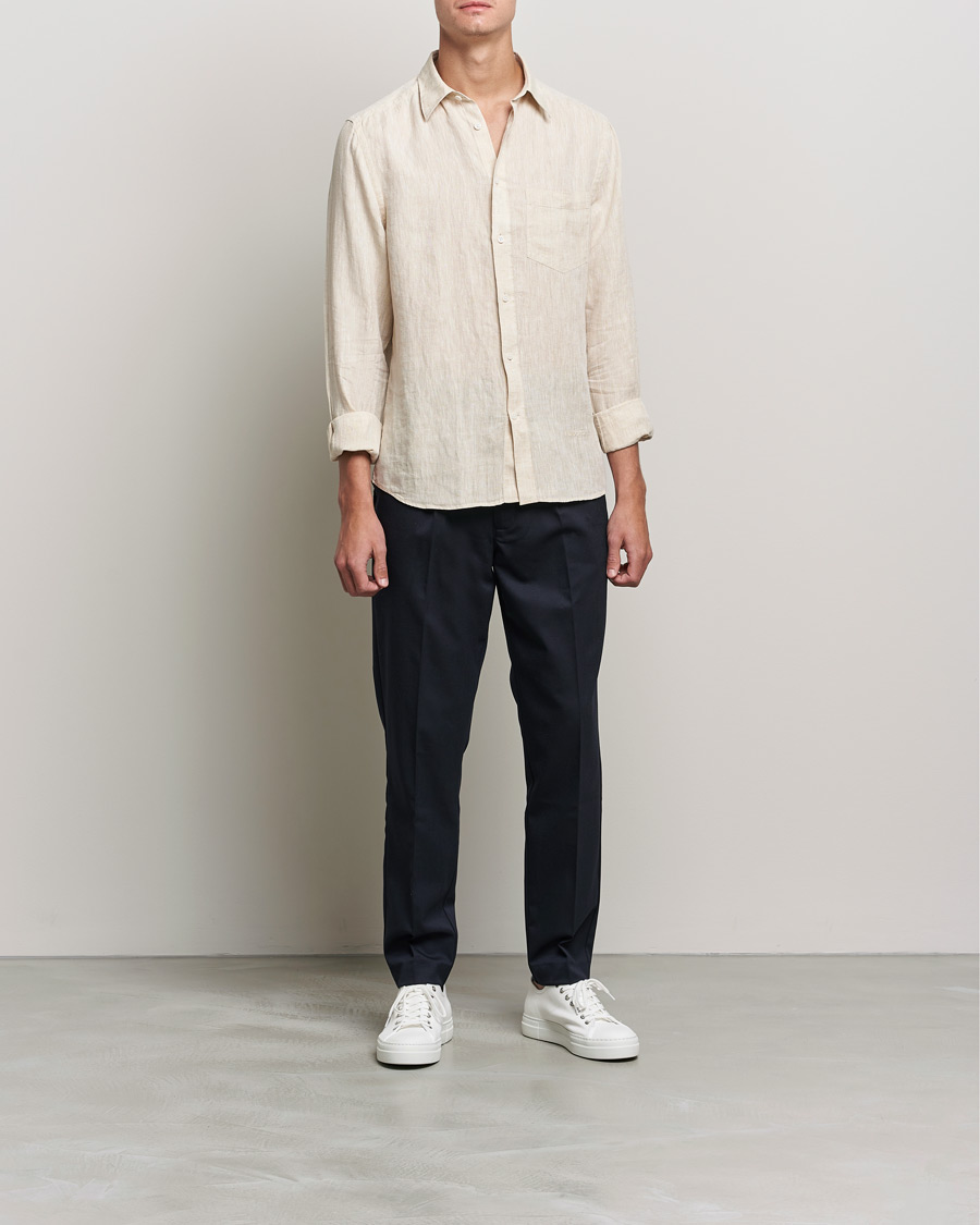Herr | Skjortor | J.Lindeberg | Linen Melange Slim Shirt Safari Beige
