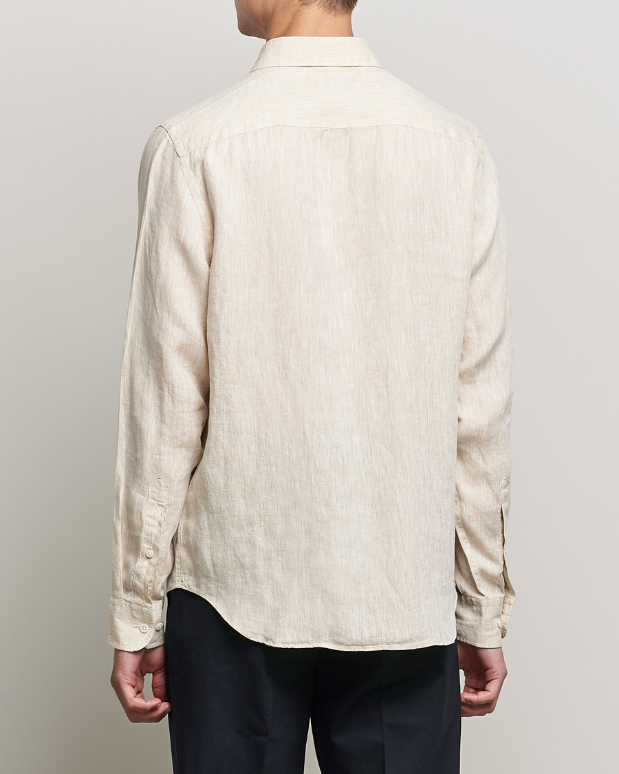 Herr | Skjortor | J.Lindeberg | Linen Melange Slim Shirt Safari Beige