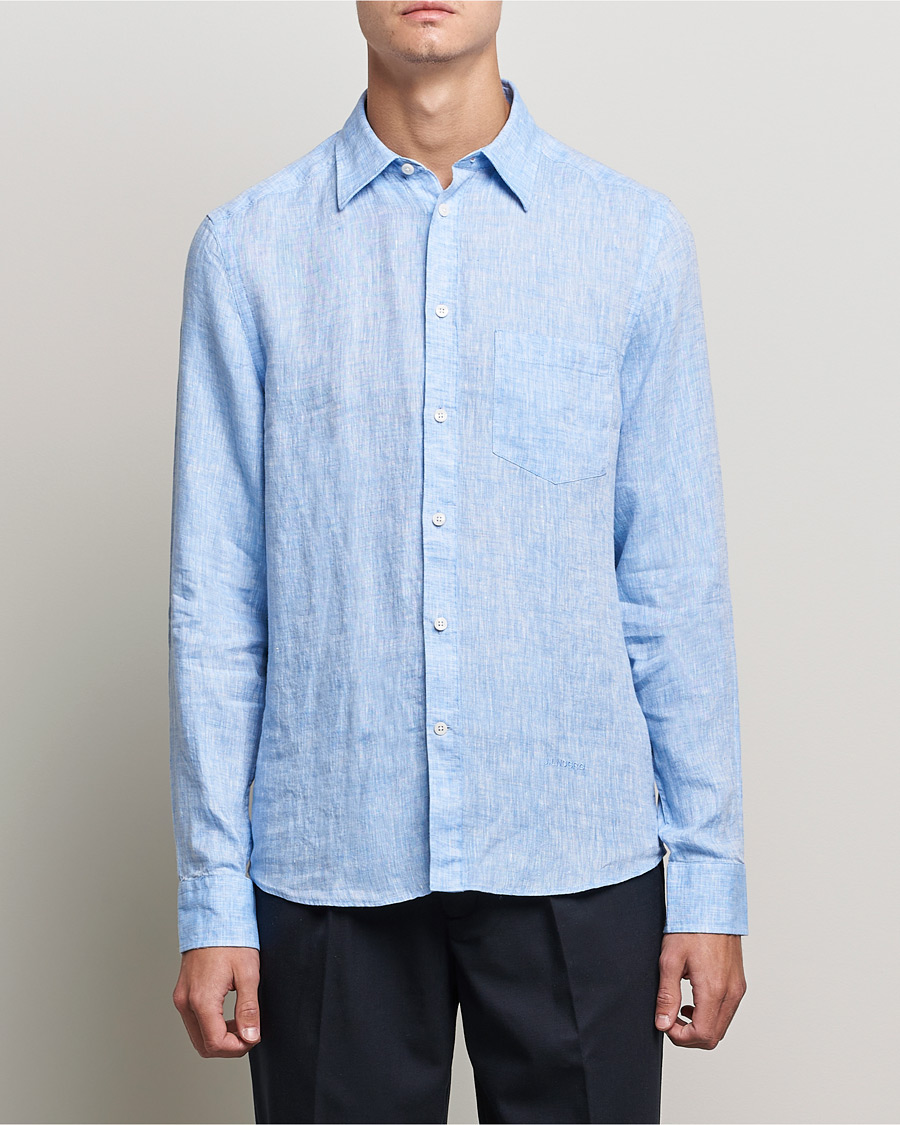 Herr | Skjortor | J.Lindeberg | Linen Melange Slim Shirt Ultramarine