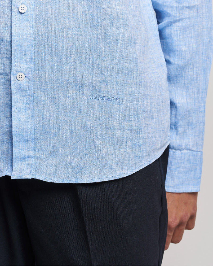 Herr | Skjortor | J.Lindeberg | Linen Melange Slim Shirt Ultramarine