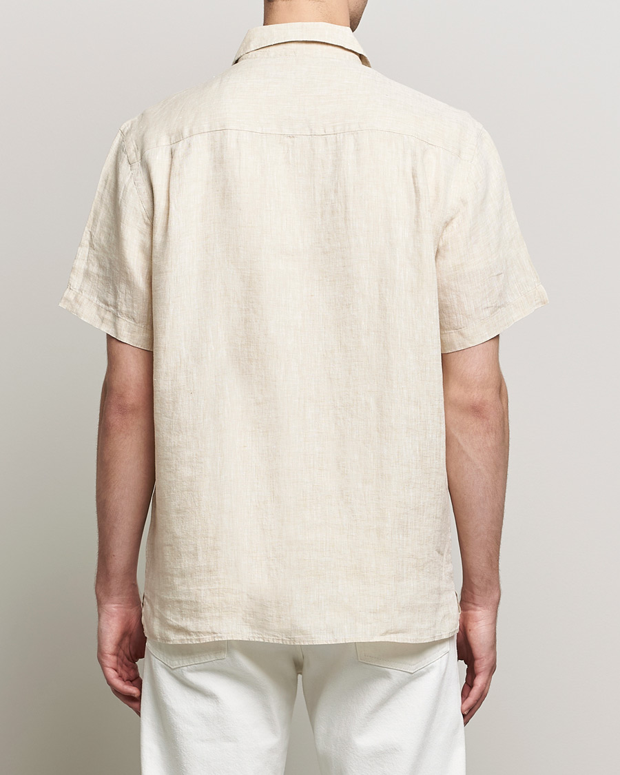 Herr | Skjortor | J.Lindeberg | Linen Melange Short Sleeve Shirt Safari Beige