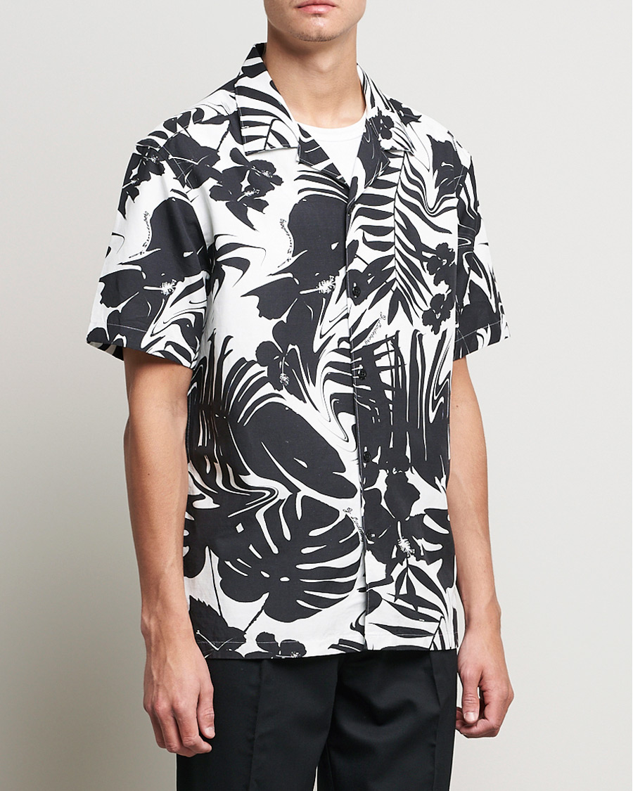 Herr | Skjortor | J.Lindeberg | Elio Hibiscus Print Short Sleeve Shirt White/Black