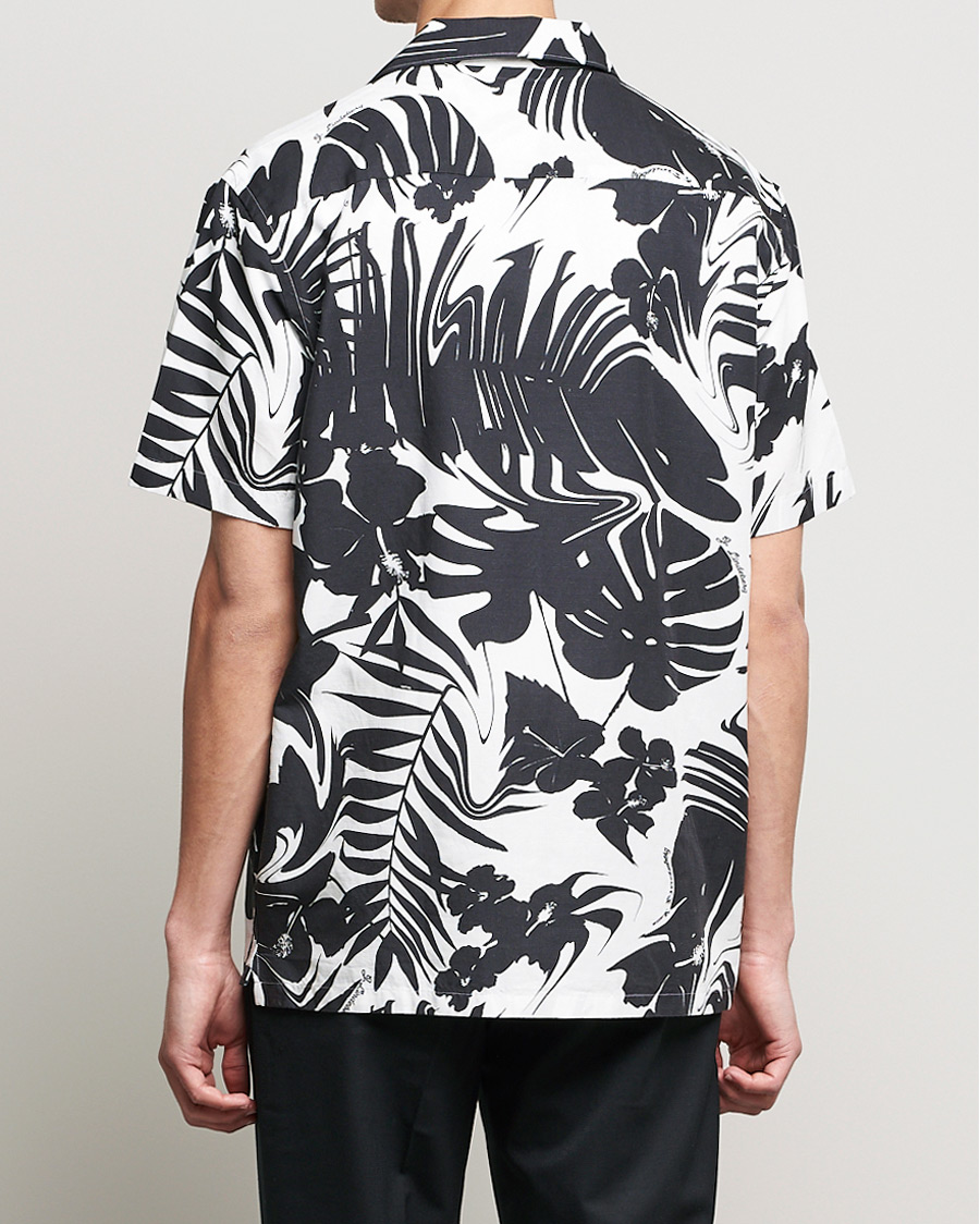 Herr | Skjortor | J.Lindeberg | Elio Hibiscus Print Short Sleeve Shirt White/Black