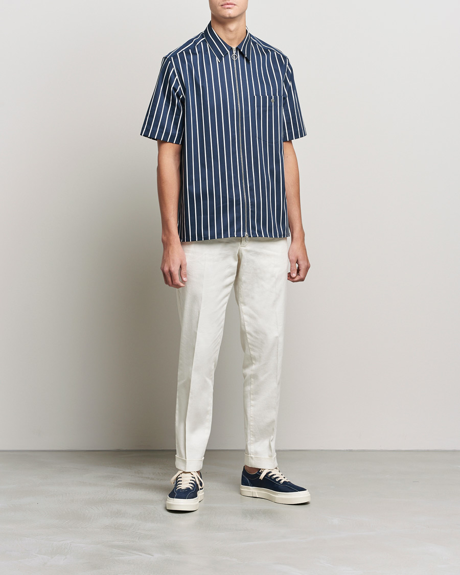 Herr | Skjortor | J.Lindeberg | Chainy Short Sleeve Zip Shirt Navy