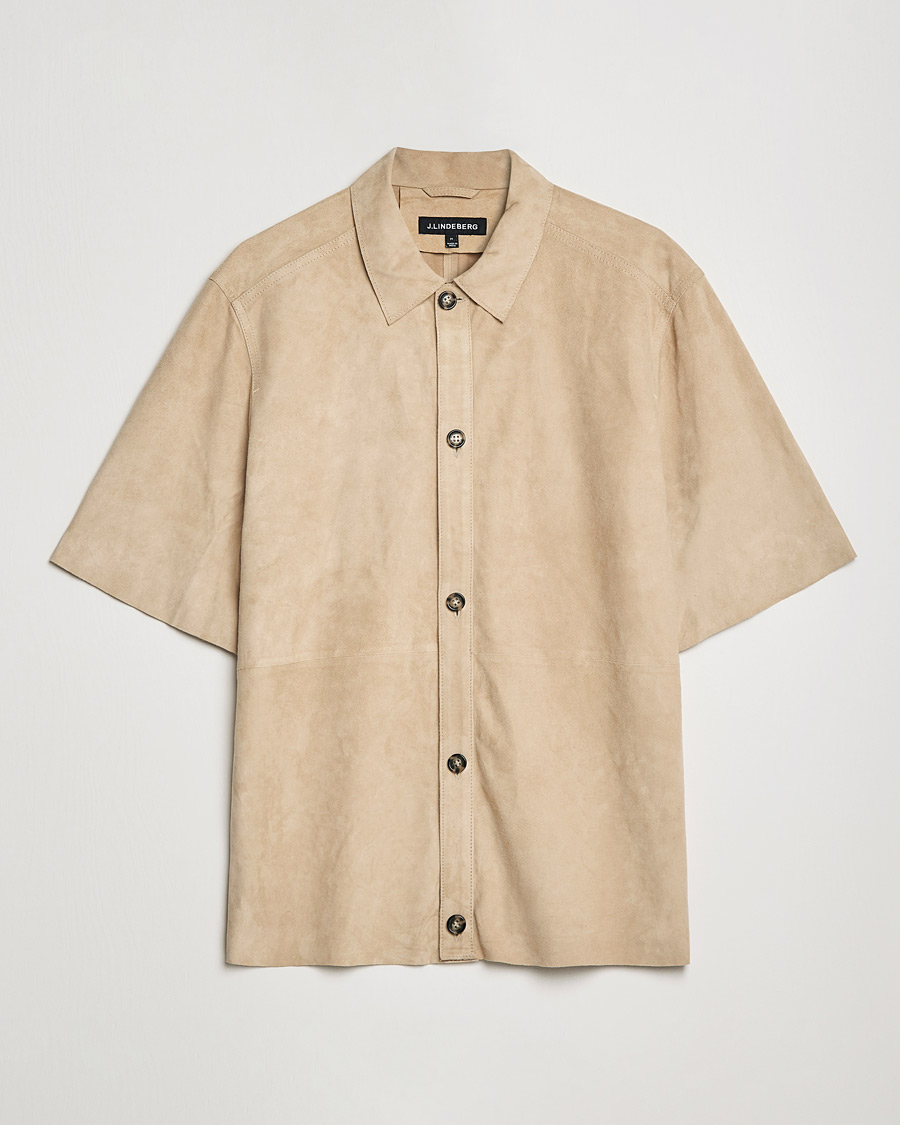 Herr | Skjortor | J.Lindeberg | Shorty Short Sleeve Suede Shirt Safari Beige