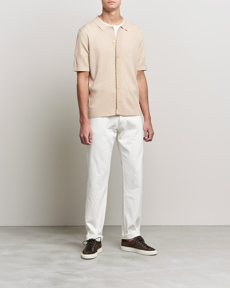 Herr | Skjortor | J.Lindeberg | Skyler Rayon Silk Knit Shirt Safari Beige