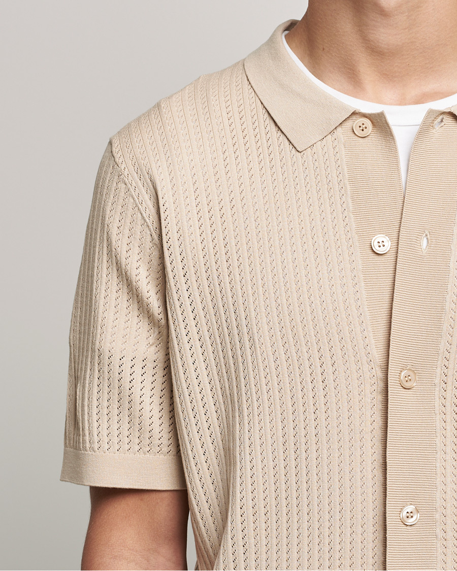 Herr | Skjortor | J.Lindeberg | Skyler Rayon Silk Knit Shirt Safari Beige