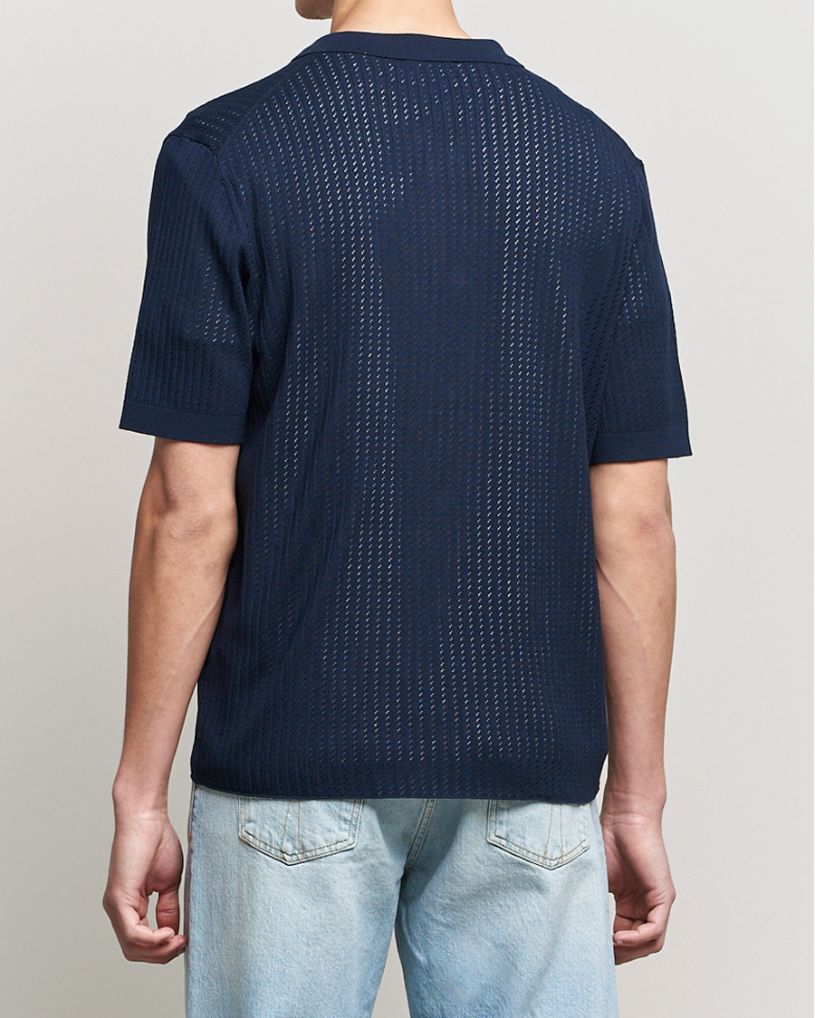 Herr | Skjortor | J.Lindeberg | Skyler Rayon Silk Knit Shirt Navy