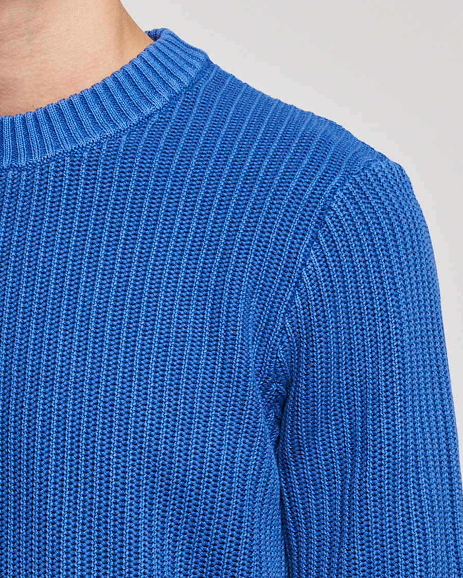 Herr | Tröjor | J.Lindeberg | Coy Summer Structure Organic Cotton Sweater Royal Blue