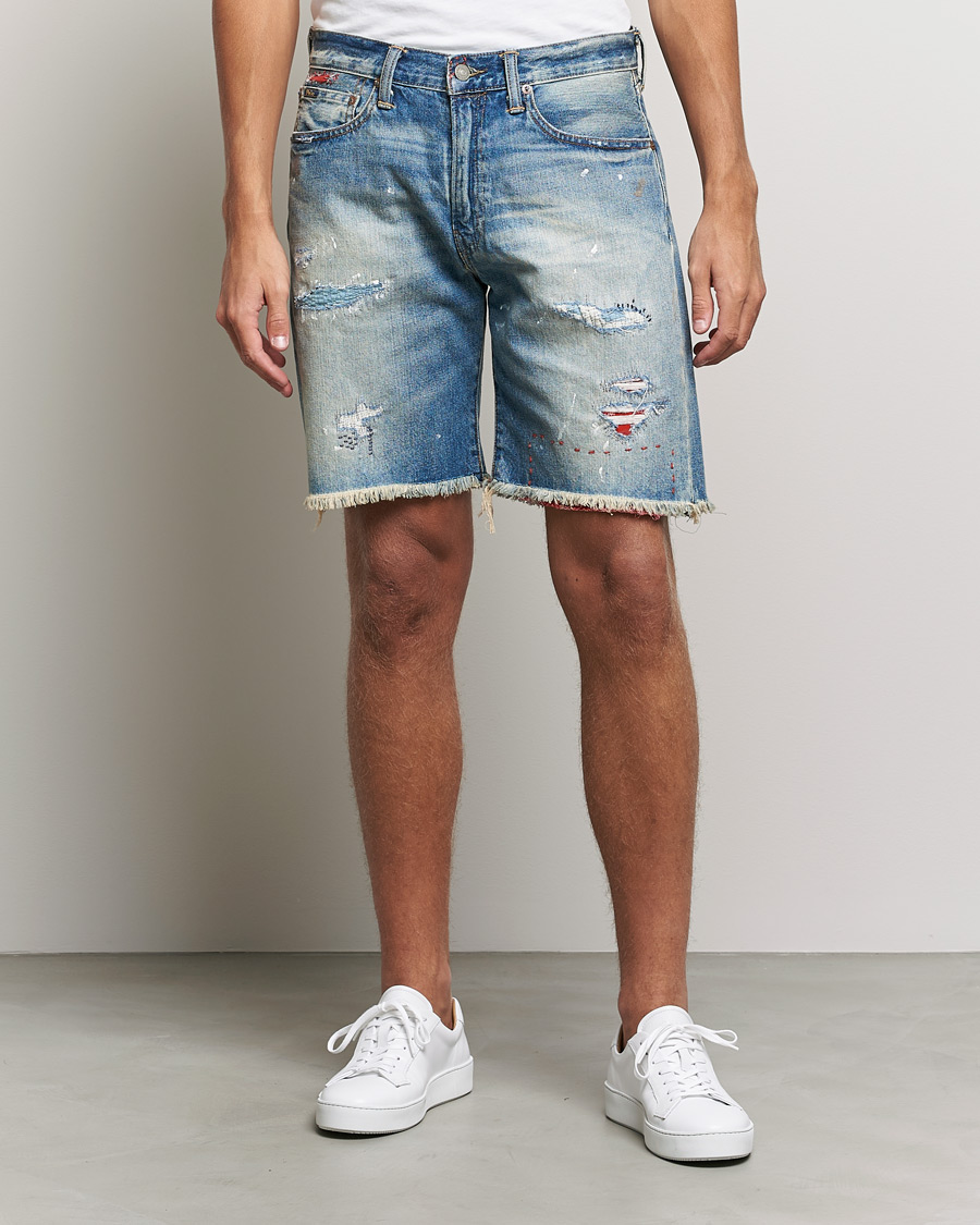Herr | Jeansshorts | Polo Ralph Lauren | Shredded Denim Shorts Blue