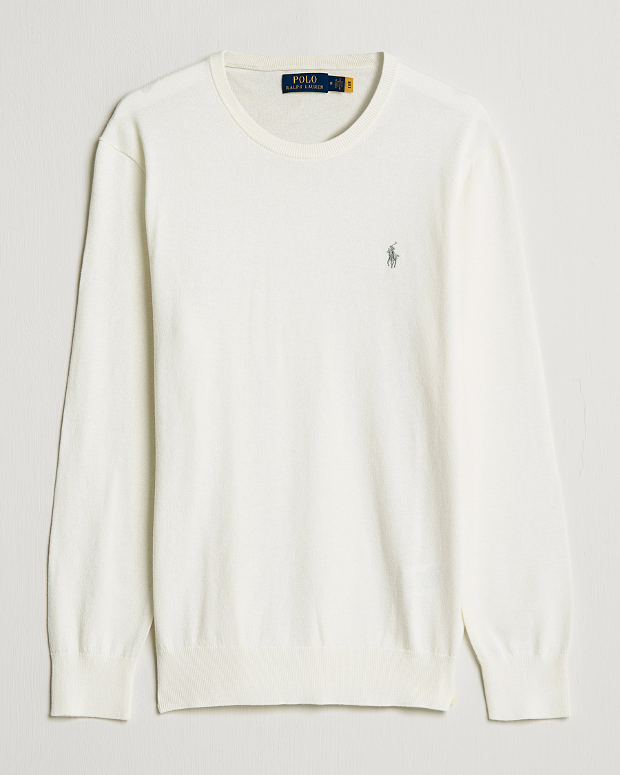 Herr | Tröjor | Polo Ralph Lauren | Cotton/Cashmere Crew Neck Pullover Deckwash White