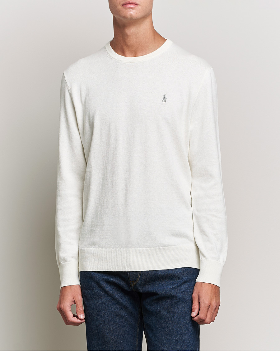 Herr | Tröjor | Polo Ralph Lauren | Cotton/Cashmere Crew Neck Pullover Deckwash White