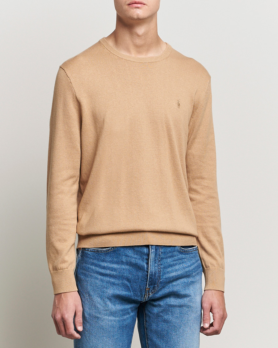 Herr | Tröjor | Polo Ralph Lauren | Cotton/Cashmere Crew Neck Pullover Burlap Tan