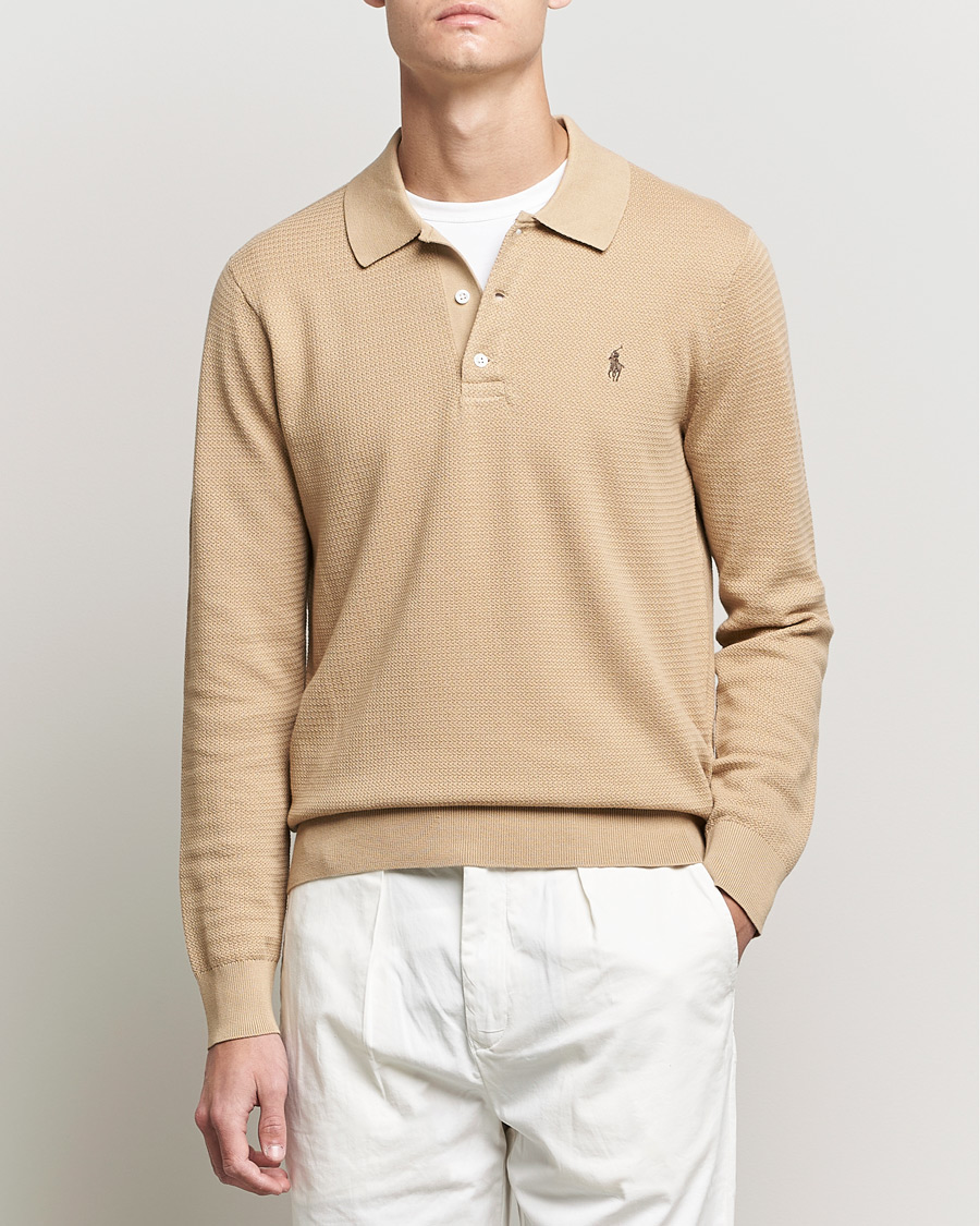Herr | Tröjor | Polo Ralph Lauren | Textured Knitted Polo Vintage Khaki
