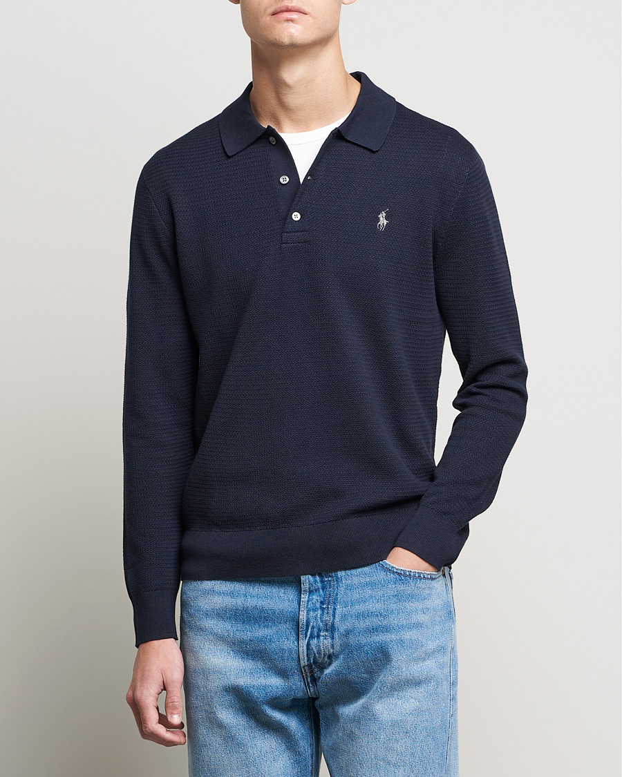 Herr | Tröjor | Polo Ralph Lauren | Textured Knitted Polo Navy