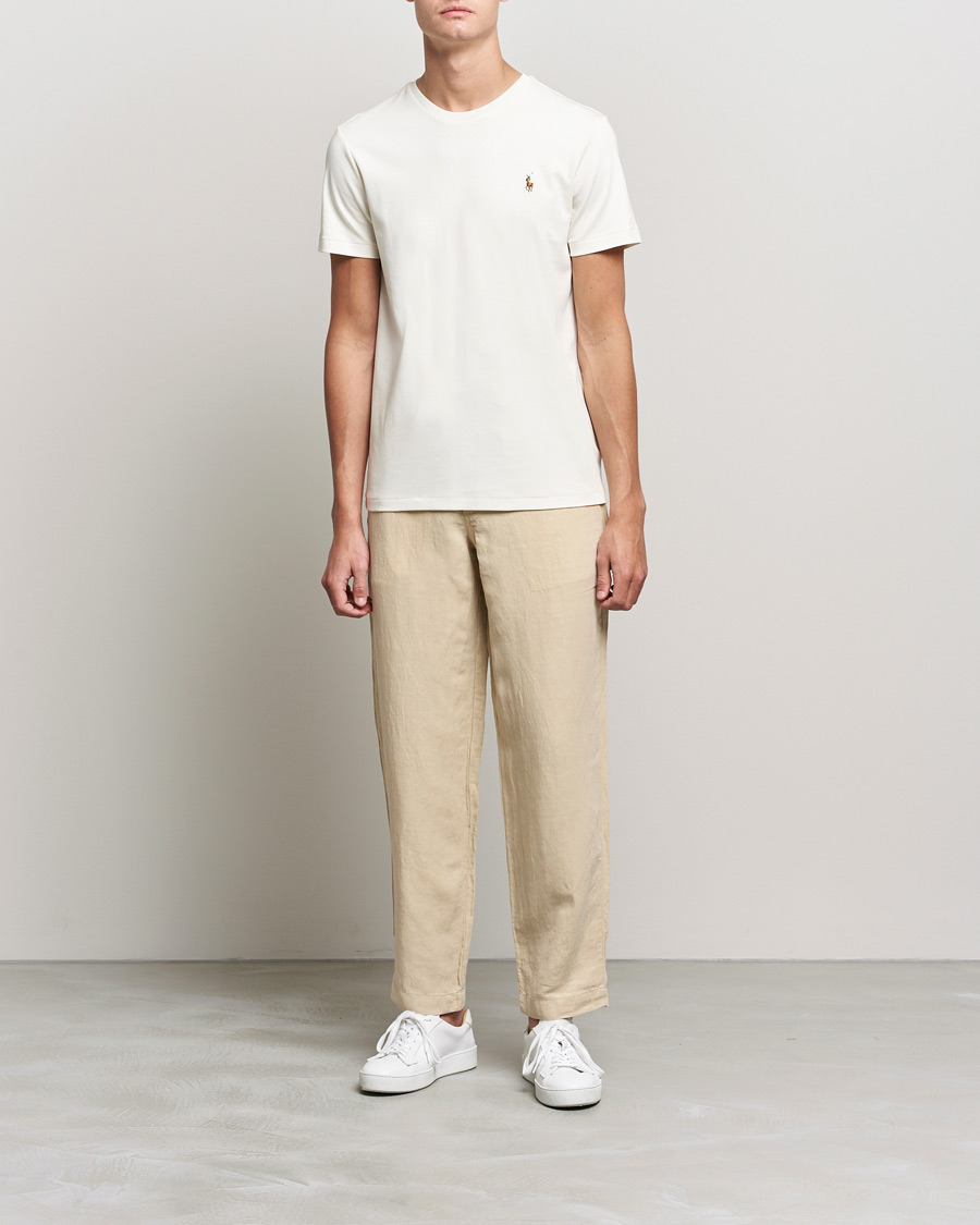 Herr | T-Shirts | Polo Ralph Lauren | Luxury Pima Cotton Crew Neck T-Shirt Clubhouse Cream